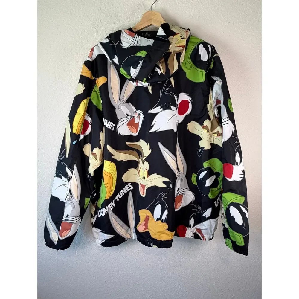 Members Only x Looney Tunes Mash Up Windbreaker Jacket Black Mens XL